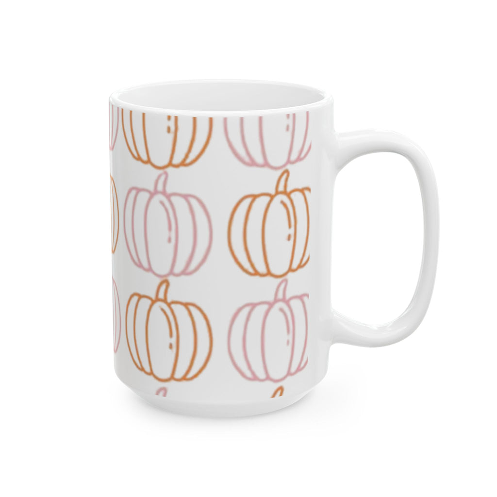 Pumpkin Pattern Ceramic Mug, Fall Coffee Cup, Halloween Gift, Cozy Hot Beverage Mug, Thanksgiving Kitchen Decor