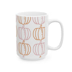 Pumpkin Pattern Ceramic Mug, Fall Coffee Cup, Halloween Gift, Cozy Hot Beverage Mug, Thanksgiving Kitchen Decor