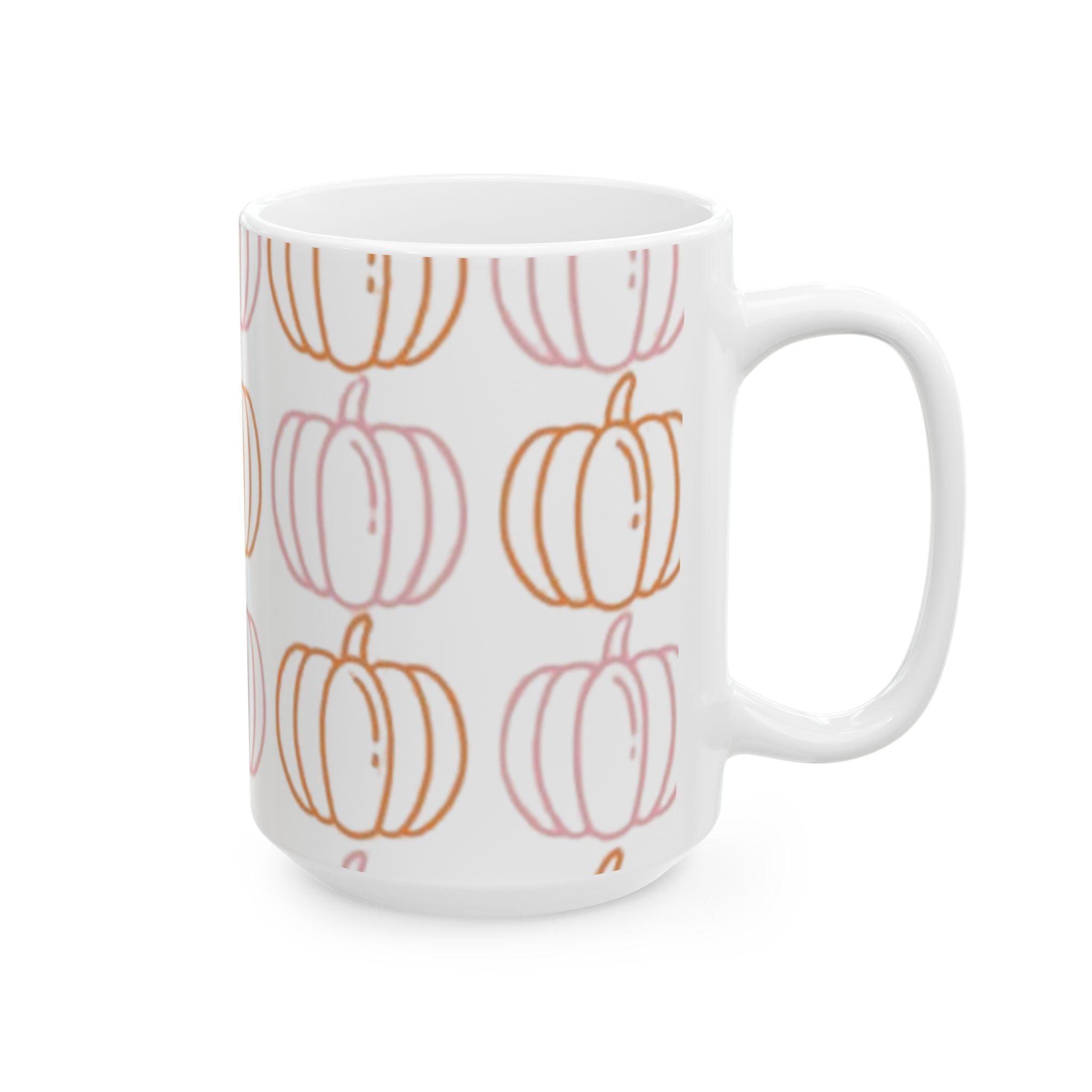 Pumpkin Pattern Ceramic Mug, Fall Coffee Cup, Halloween Gift, Cozy Hot Beverage Mug, Thanksgiving Kitchen Decor