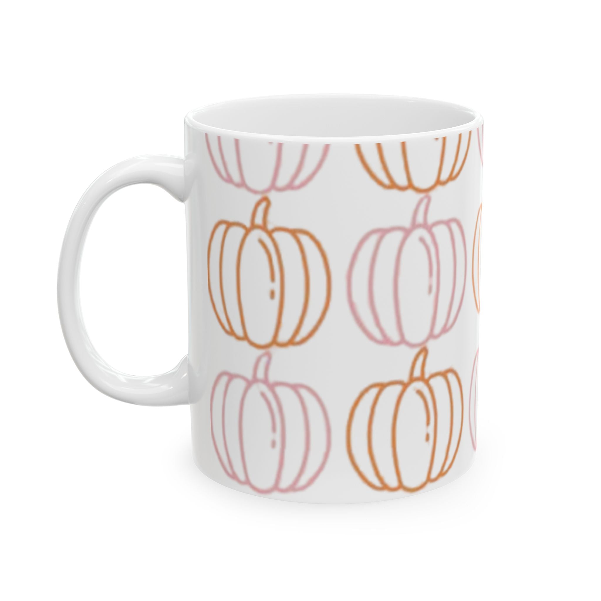 Pumpkin Pattern Ceramic Mug, Fall Coffee Cup, Halloween Gift, Cozy Hot Beverage Mug, Thanksgiving Kitchen Decor