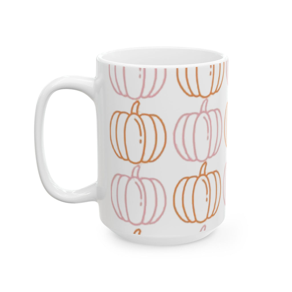 Pumpkin Pattern Ceramic Mug, Fall Coffee Cup, Halloween Gift, Cozy Hot Beverage Mug, Thanksgiving Kitchen Decor