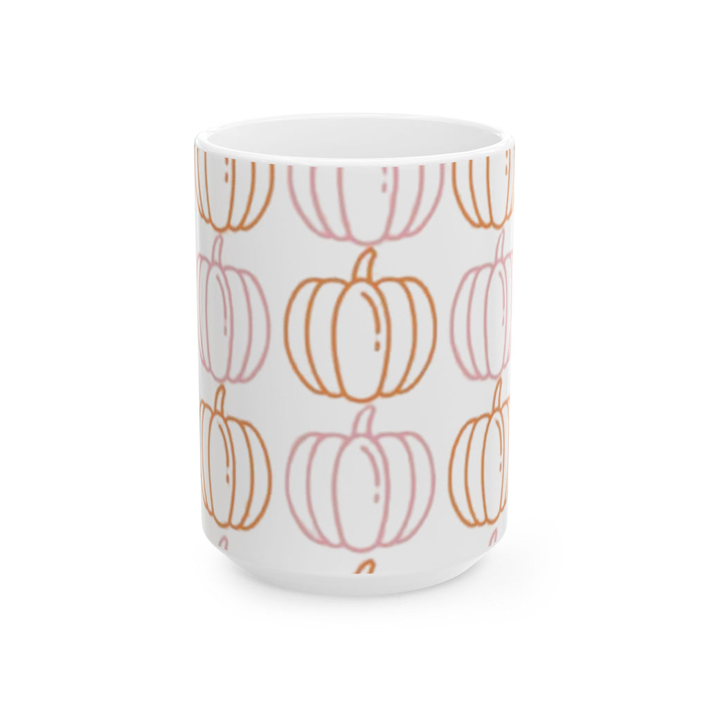 Pumpkin Pattern Ceramic Mug, Fall Coffee Cup, Halloween Gift, Cozy Hot Beverage Mug, Thanksgiving Kitchen Decor