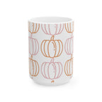 Pumpkin Pattern Ceramic Mug, Fall Coffee Cup, Halloween Gift, Cozy Hot Beverage Mug, Thanksgiving Kitchen Decor