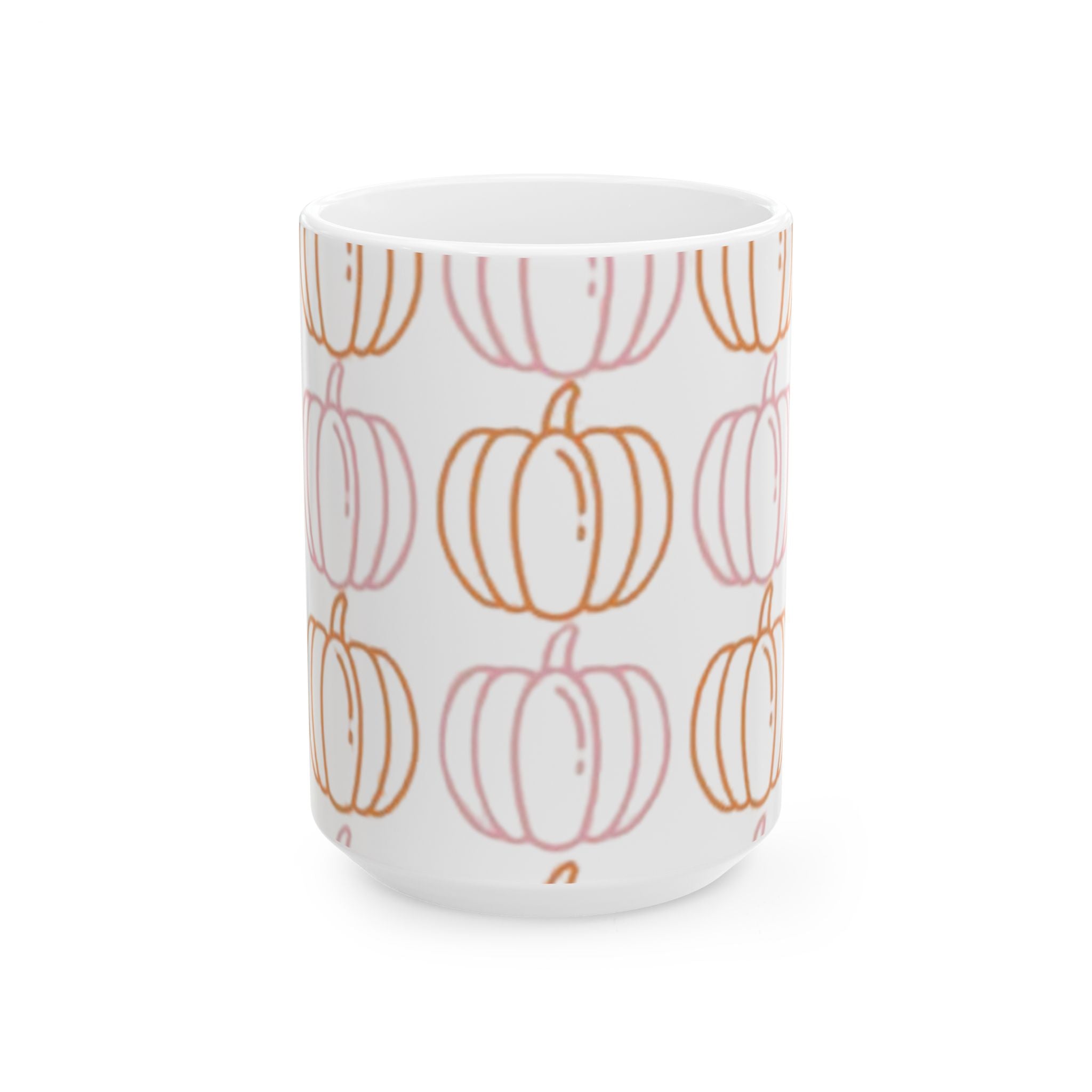 Pumpkin Pattern Ceramic Mug, Fall Coffee Cup, Halloween Gift, Cozy Hot Beverage Mug, Thanksgiving Kitchen Decor