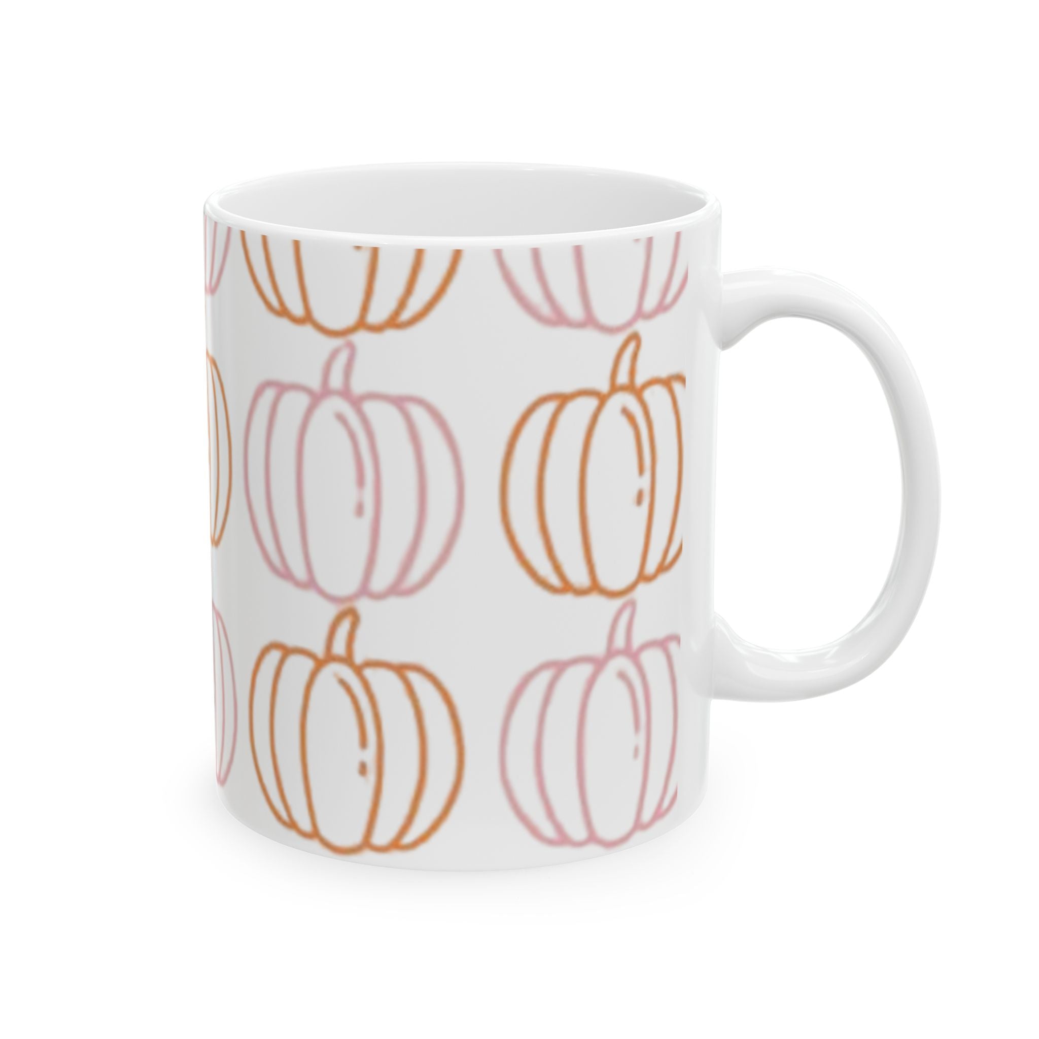 Pumpkin Pattern Ceramic Mug, Fall Coffee Cup, Halloween Gift, Cozy Hot Beverage Mug, Thanksgiving Kitchen Decor
