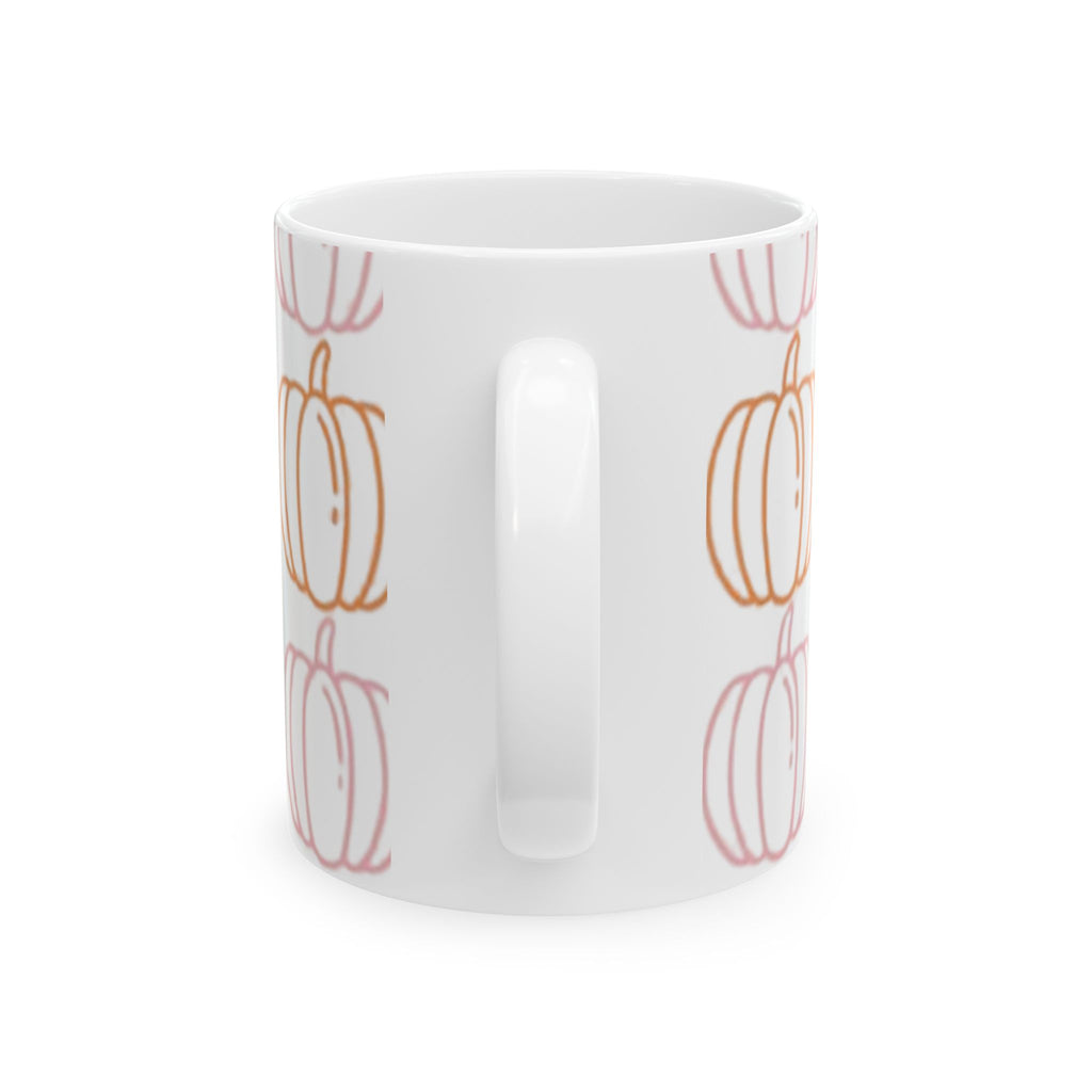 Pumpkin Pattern Ceramic Mug, Fall Coffee Cup, Halloween Gift, Cozy Hot Beverage Mug, Thanksgiving Kitchen Decor