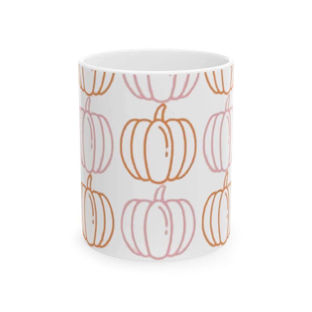 Pumpkin Pattern Ceramic Mug, Fall Coffee Cup, Halloween Gift, Cozy Hot Beverage Mug, Thanksgiving Kitchen Decor