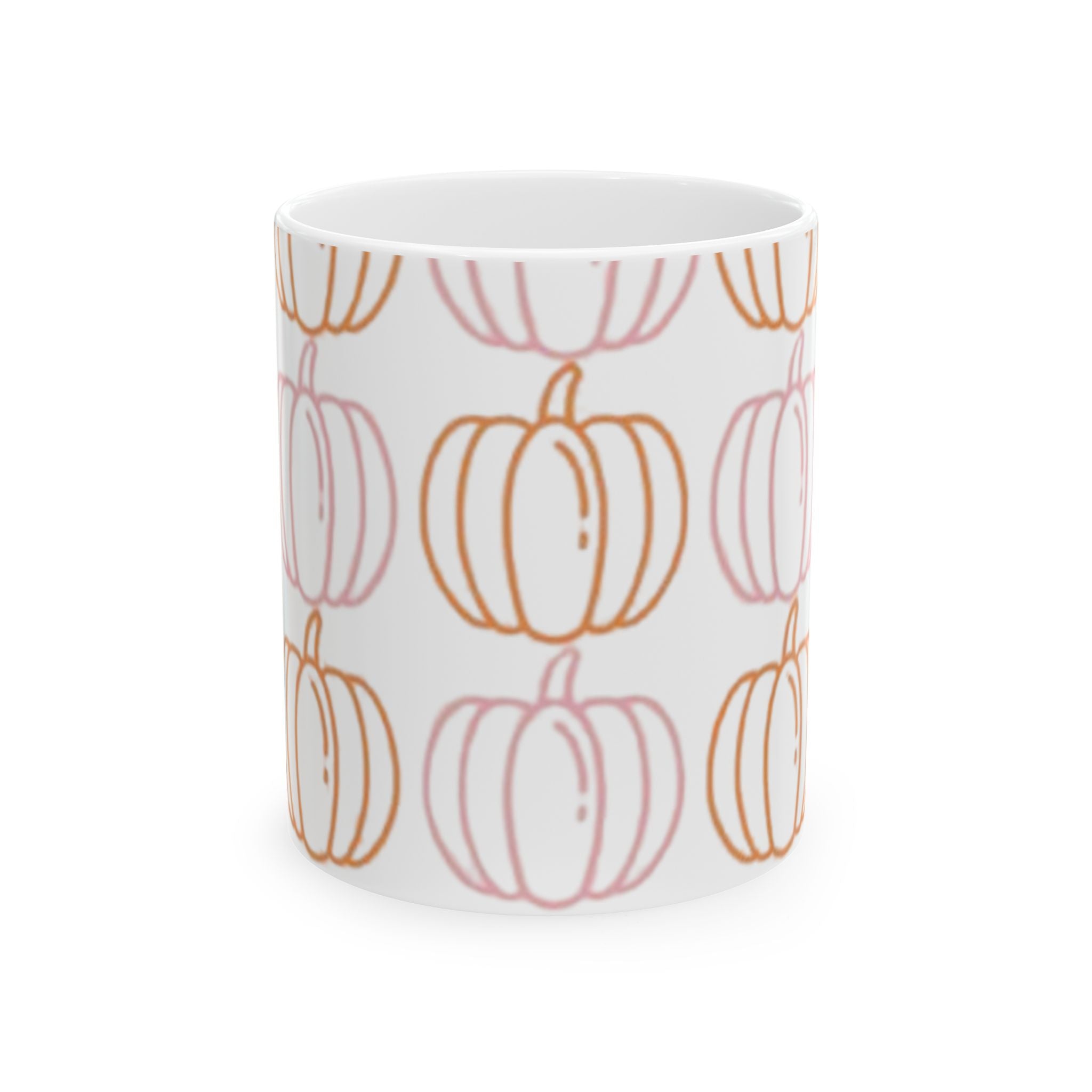 Pumpkin Pattern Ceramic Mug, Fall Coffee Cup, Halloween Gift, Cozy Hot Beverage Mug, Thanksgiving Kitchen Decor