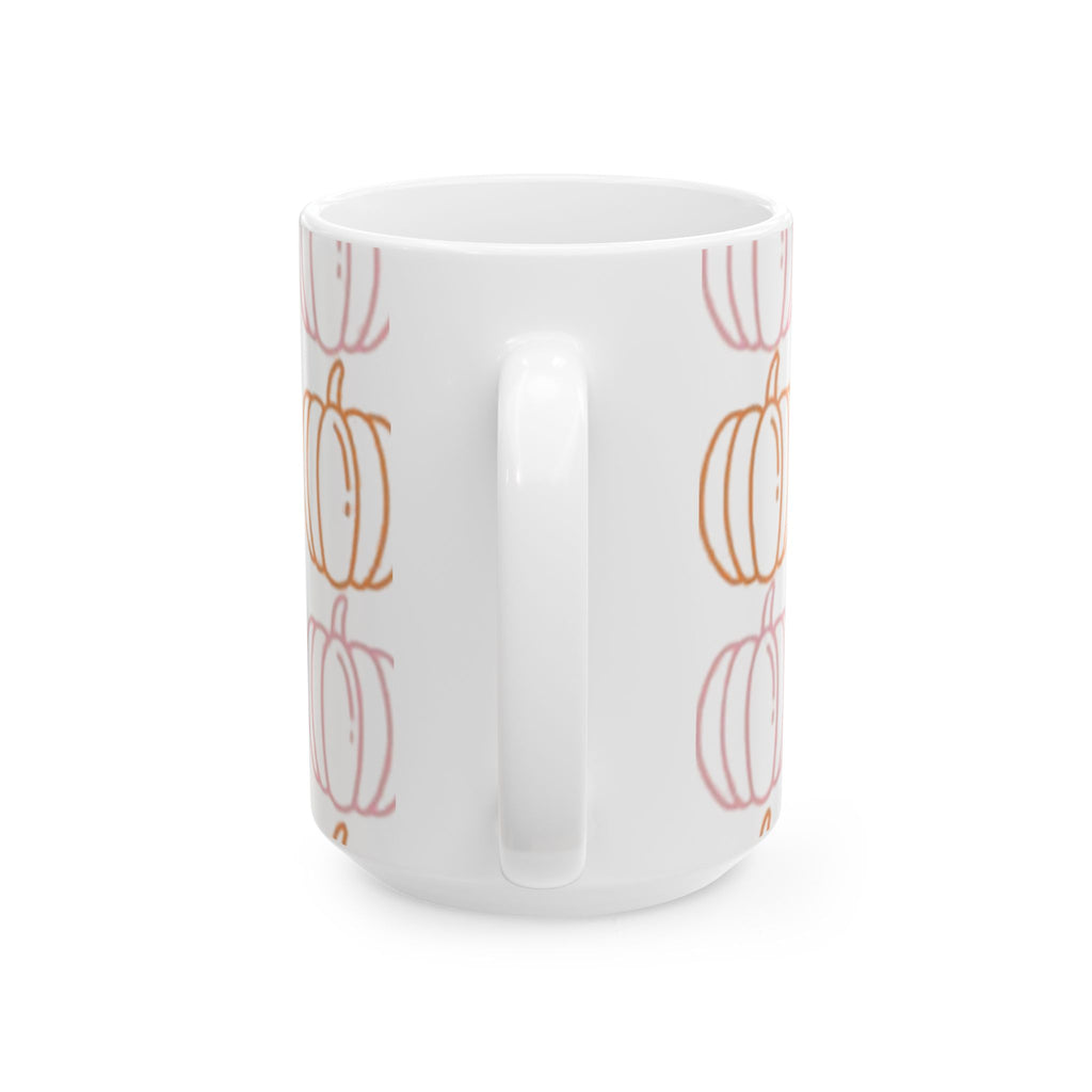 Pumpkin Pattern Ceramic Mug, Fall Coffee Cup, Halloween Gift, Cozy Hot Beverage Mug, Thanksgiving Kitchen Decor